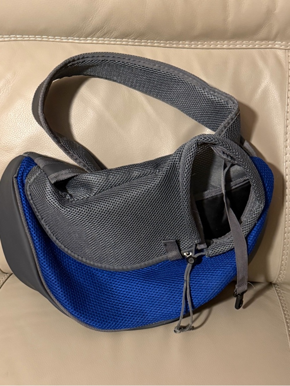 Gray & Blue Pet Sling Carrier - Comfortable Hands-Free Dog Travel Sling - Picture 11 of 13